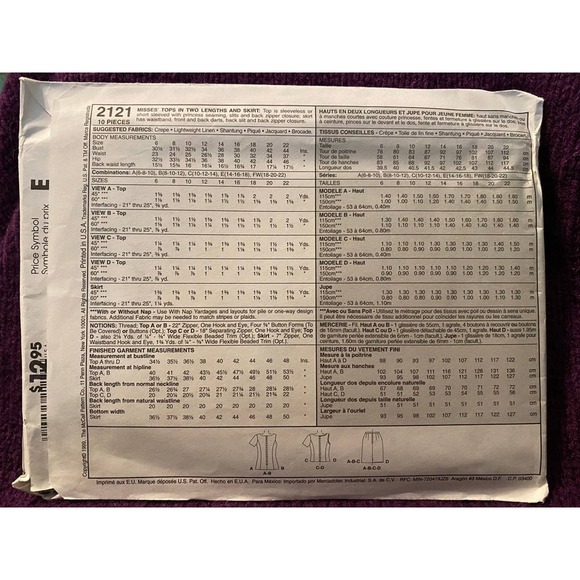 McCalls 2121 top skirt sewing pattern sz 14 16 18 - Picture 3 of 6